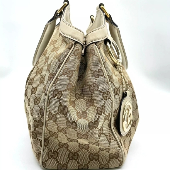 Authentic Gucci GG Canvas White Sukey Tote Bag W/ Gucci dustbag/care card-GUC - Picture 5 of 16